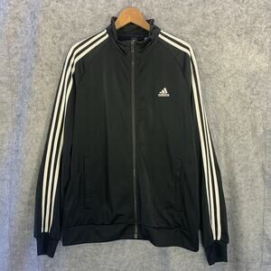 ADIDAS Essentials Warm-Up 3 Stripes Black/White Track Jacket, Men’s Size Large